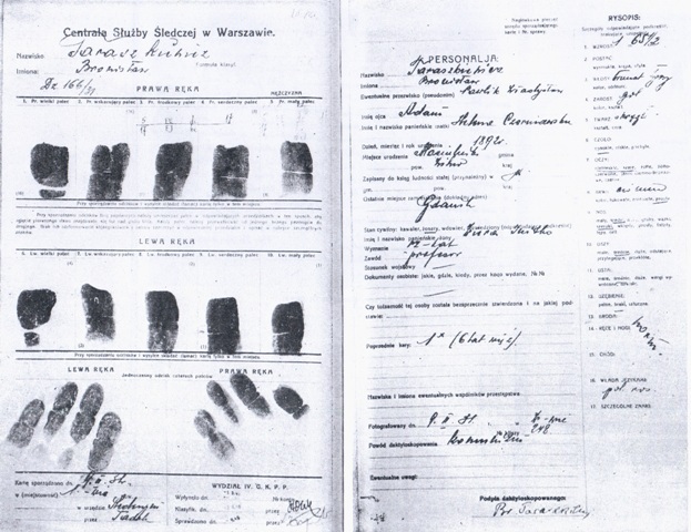 Адбіткі пальцаў Тарашкевіча ў паліцэйскай картатэцы﻿