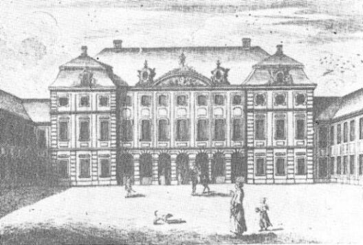 Выява Палаца Радзівілаў у Варшаве 1762 г., дзе аўтары Канстытуцыі 3 мая 1791 г.  абмяркоўвалі яе праект перад вынасам на галасаванне Сойма