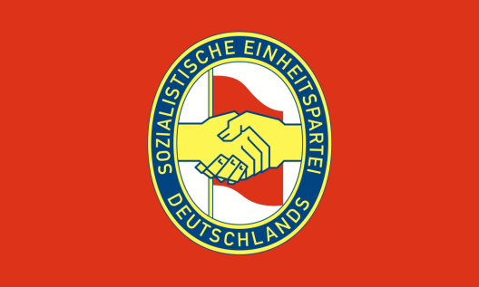 Сцяг Сацыялістычнай адзінай партыі Германіі. Крыніца: wikipedia.org﻿
