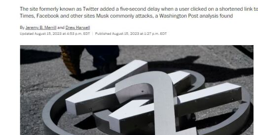 X (былы Twitter) Маска стрымлівае трафік на вэб-сайты, якія яму не падабаюцца