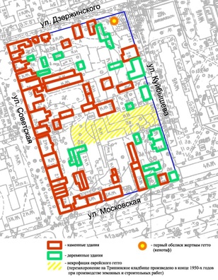 Мапа тэрыторыі забудовы з зонай некрафацыі Мапа тэрыторыі забудовы з зонай некрафацыі