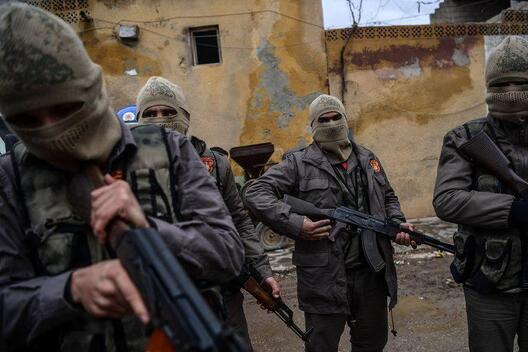 Пратурэцкія баевікі з горада Азаз. Фота: t.me/ressentiment_channel Пратурэцкія баевікі з горада Азаз. Фота: t.me/ressentiment_channel