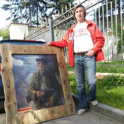 Алесь Пушкін з партрэтам Яўгена Жыхара Алесь Пушкін з партрэтам Яўгена Жыхара