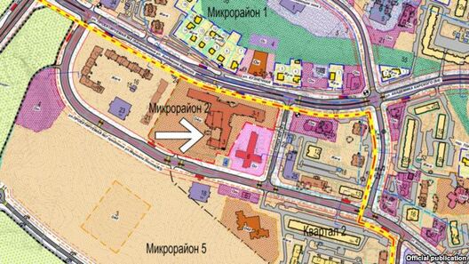 План забудовы Сухарава, на контуры царквы «Новае жыццё» паказвае стрэлка План забудовы Сухарава, на контуры царквы «Новае жыццё» паказвае стрэлка