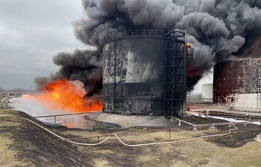 Пажар на нафтабазе ў Белгарадзе. Фота: ТАСС