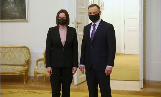 Прэзідэнт Анджэй Дуда i Святлана Ціханоўская.Фота PAP/Rafał Guz Прэзідэнт Анджэй Дуда i Святлана Ціханоўская.Фота PAP/Rafał Guz