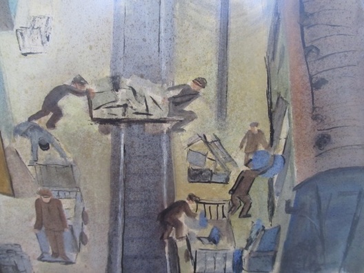 Невядомы мастак. Чыгуначная станцыя. Пагрузачныя работы. 1920-1930-я гады. Невядомы мастак. Чыгуначная станцыя. Пагрузачныя работы. 1920-1930-я гады.