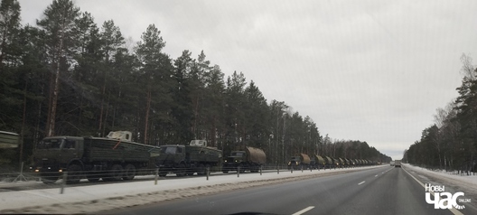 Калона вайсковай тэхнікі ў Беларусі, люты 2022 Калона вайсковай тэхнікі ў Беларусі, люты 2022