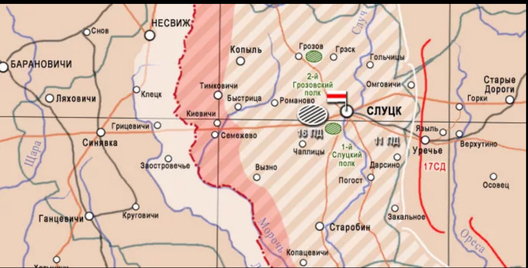 Карта раёну баявых дзеянняў на Случчыне Карта раёну баявых дзеянняў на Случчыне