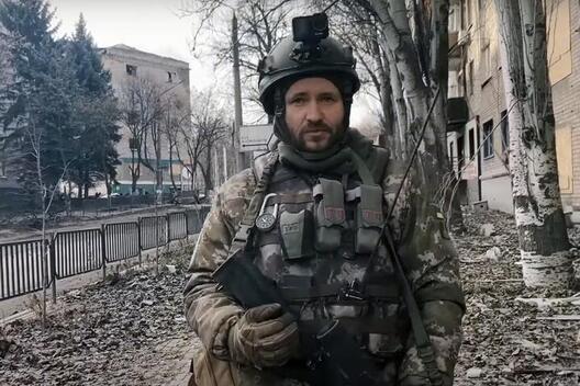 Аляксандр «Кусь» Клачко ў Бахмуце. Украіна, пачатак лютага 2023 года. Фота: скрыншот відэа прэс-службы П*лка Каліноўскага Аляксандр «Кусь» Клачко ў Бахмуце. Украіна, пачатак лютага 2023 года. Фота: скрыншот відэа прэс-службы П*лка Каліноўскага