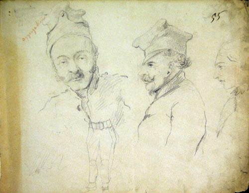 Малюнак алоўкам з альбома, канфіскаванага падчас ператрусу ў маёнтку Сялец Пружанскага павета ў памешчыка Замойскага. Не пазней 30 верасня 1863 года Малюнак алоўкам з альбома, канфіскаванага падчас ператрусу ў маёнтку Сялец Пружанскага павета ў памешчыка Замойскага. Не пазней 30 верасня 1863 года