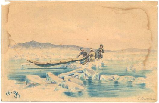 Юзэф Бэркман. Акварэль на паперы (1888) з цыклу замалёвак побыту і лёсу сасланых у Сібір за ўдзел у паўстанні 1863 года  Юзэф Бэркман. Акварэль на паперы (1888) з цыклу замалёвак побыту і лёсу сасланых у Сібір за ўдзел у паўстанні 1863 года