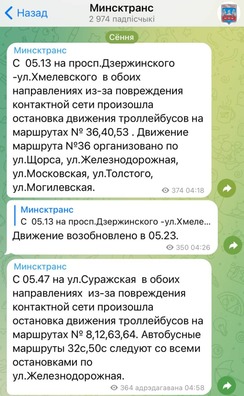 Тэлеграм-канал «Мінсктранса» Тэлеграм-канал «Мінсктранса»