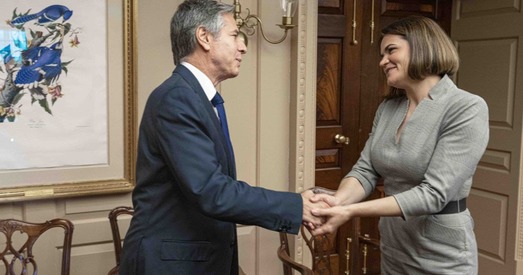 Перамовы Святланы Ціханоўскай з дзяржсакратаром ЗША Энтані Блінкенам працягваліся гадзіну