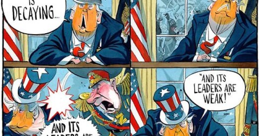 Трамп і Еўропа: канфлікт, НАТА і Украіна ў палітычных карыкатурах