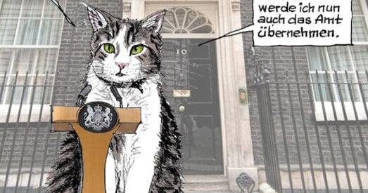 Кот Лары — 15 гадоў у Даўнінг-Стрыт: ці можа жывёла стаць сімвалам улады? Дасье ў карыкатурах