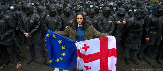 Пратэсты ў Тбілісі супраць прыняцця закона аб «замежных агентах». Фота: Zurab Tsertsvadze / AP Photo / picture alliance Пратэсты ў Тбілісі супраць прыняцця закона аб «замежных агентах». Фота: Zurab Tsertsvadze / AP Photo / picture alliance