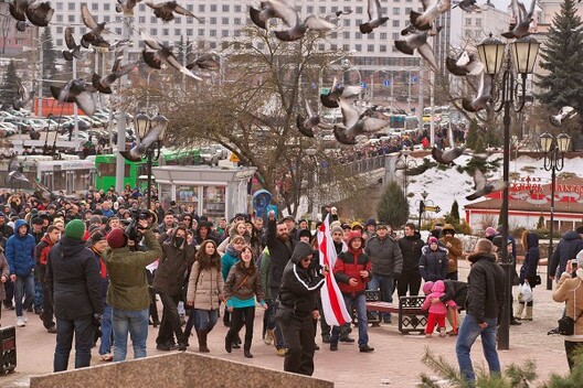 Акцыя ў Віцебску супраць дэкрэту № 3 26 лютага 2017 года. Фота news.vitebsk.cc Акцыя ў Віцебску супраць дэкрэту № 3 26 лютага 2017 года. Фота news.vitebsk.cc
